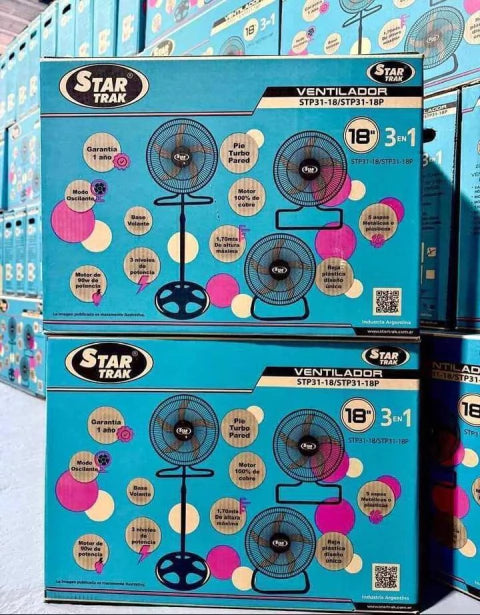 Ventilador 3 en 1 de 18” Star Trak con Aspas Plásticas