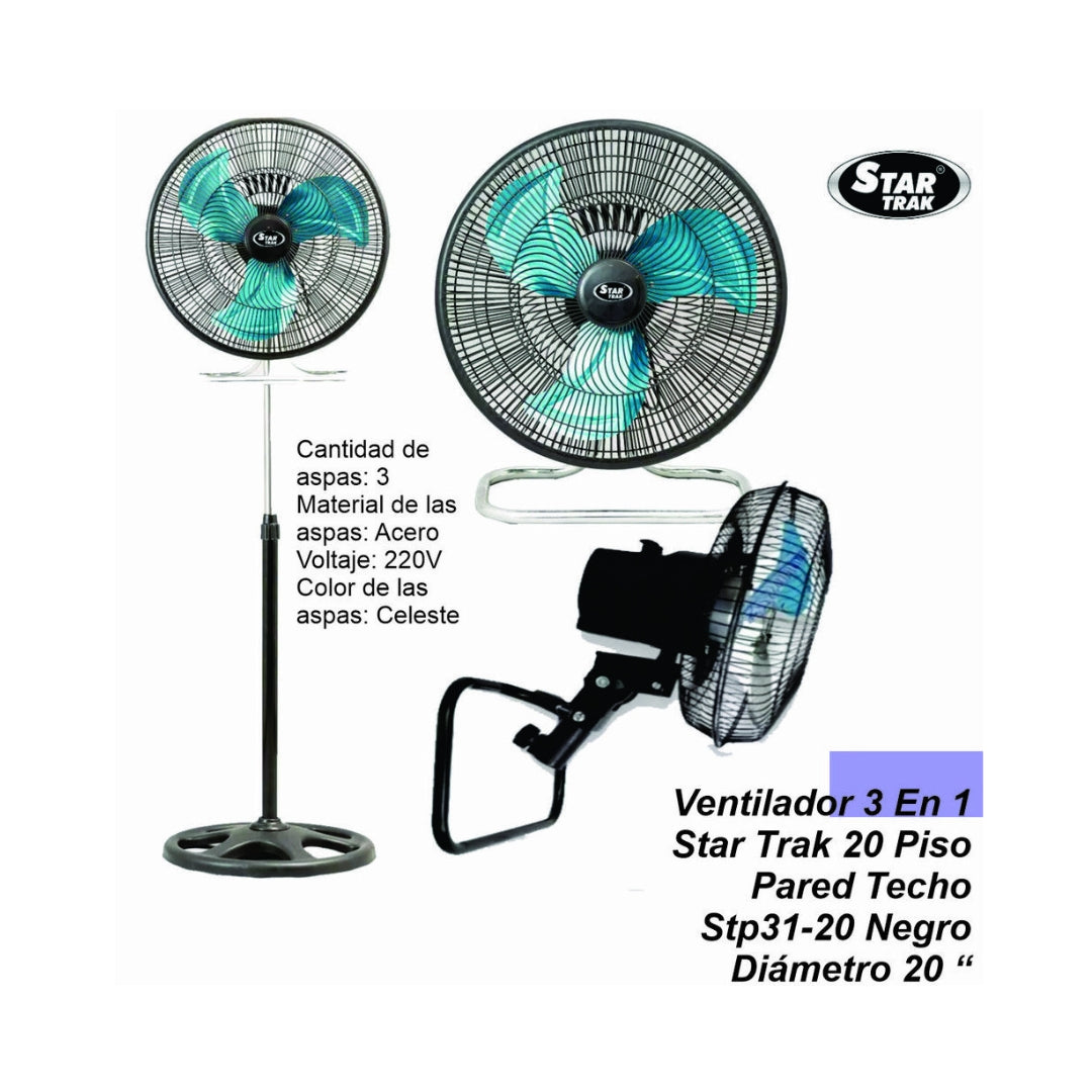 Ventilador 3 en 1 de 18” Star Trak con Aspas Metálicas